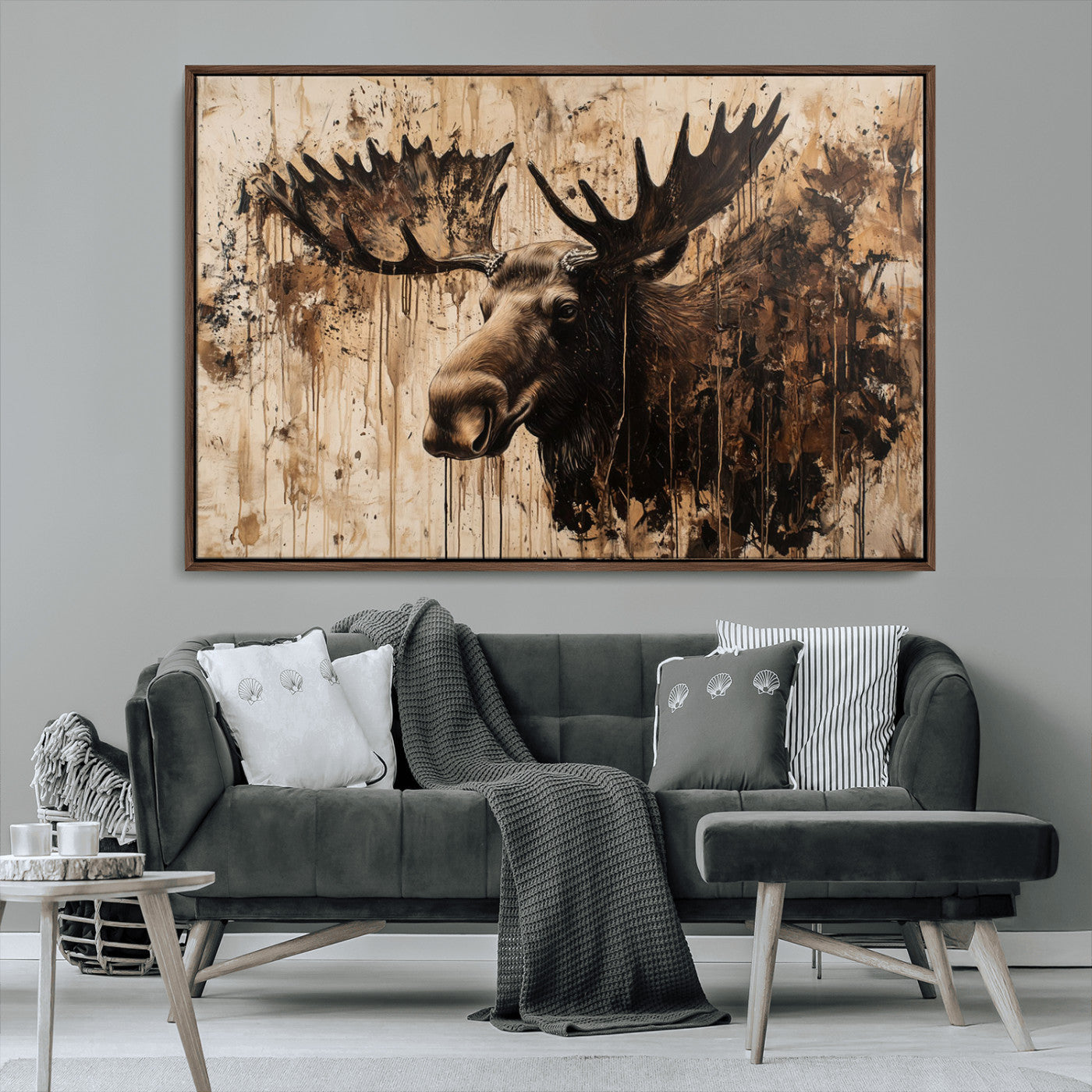 83505059-MGV-CV-36X24-Majestic Moose Wall Art – Rustic Animal Canvas Painting – Wilderness Wildlife Decor with Earthy Tones for Cabin, Lodge, Farmhouse,