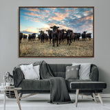 13867292-MGV-FC-36X24_Walnut-Black Cattle Wall Art – Rustic Ranch Herd Canvas Print, Western Farmhouse Country Landscape Decor for Living Room, Office, or
