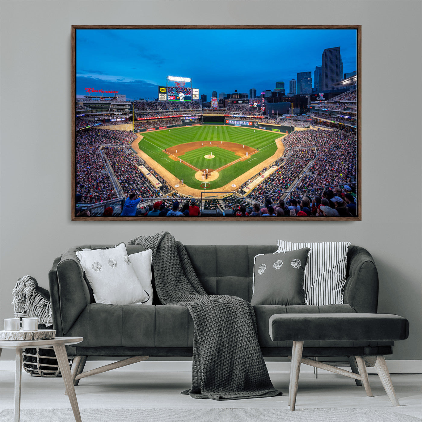 77273035-MGV-CV-36X24-Baseball Stadium Wall Art – Panoramic Evening Game Canvas Print, Sports Fan Decor for Man Cave, Office, Bar, or Living Room