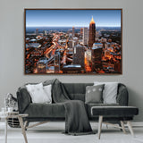 25096967-MGV-CV-36X24-Atlanta Skyline Wall Art – Vibrant Cityscape Canvas Print, Modern Night Lights Urban Decor for Office, Living Room, or Apartment
