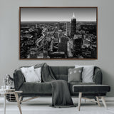 46578567-MGV-CV-36X24-Atlanta Skyline Wall Art – Black and White Cityscape Canvas Print, Modern Urban Night Decor for Office, Living Room, or Apartment