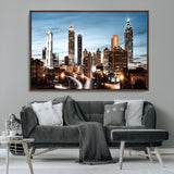 23859158-MGV-CV-36X24-Atlanta Skyline Wall Art – Modern Cityscape Canvas Print with Night Lights and Traffic Trails, Urban Decor for Office, Apartment,