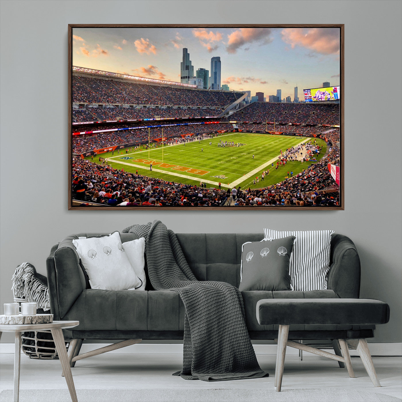 55377093-MGV-CV-36X24-Soldier Field Wall Art – Panoramic Chicago Bears Football Stadium Canvas Print, Game Day Sports Decor for Man Cave, Bar, Office,