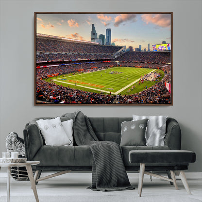 55377093-MGV-CV-36X24-Soldier Field Wall Art – Panoramic Chicago Bears Football Stadium Canvas Print, Game Day Sports Decor for Man Cave, Bar, Office,