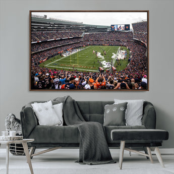 18347149-MGV-FC-36X24_Walnut-Soldier Field Wall Art – Chicago Bears Football Stadium Canvas Print, Game Day Sports Decor for Man Cave, Bar, Office, or Living
