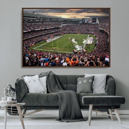 87578930-MGV-CV-36X24-Soldier Field Wall Art – Chicago Bears Football Stadium Sunset Canvas Print, Game Day Sports Decor for Man Cave, Bar, Office, or