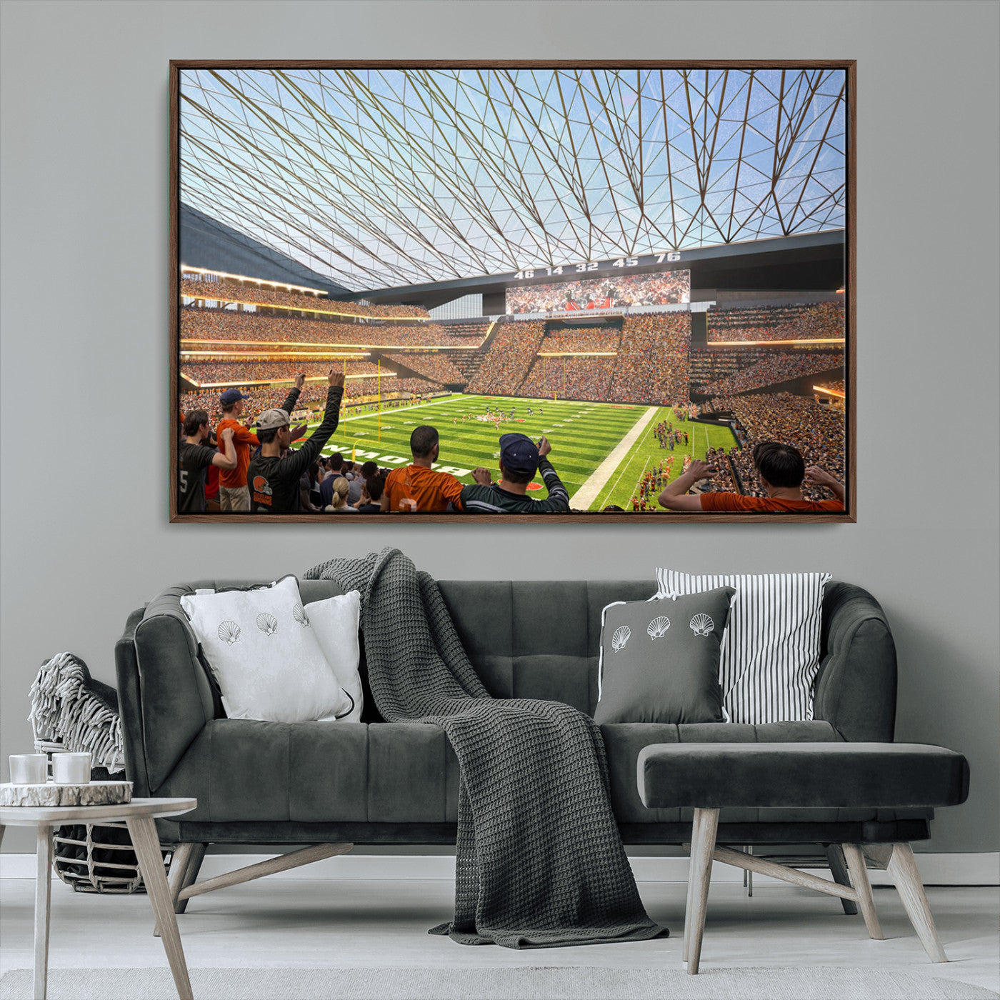 81960112-MGV-CV-36X24-Futuristic Football Stadium Wall Art – Modern Dome Arena Canvas Print, Chicago Bears Concept Design Sports Decor for Man Cave or