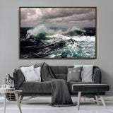 38622353-MGV-CV-36X24-Stormy Ocean Waves Canvas Wall Art – Framed Turbulent Sea Print, Large Nature Canvas for Coastal, Living Room, or Office Spaces
