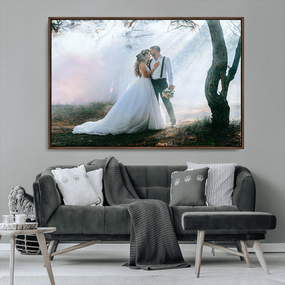 CSTM913-MGV-CV-36X24-Framed Wedding Canvas Print - Custom Wall Art Keepsake for Couples, Elegant Home Decoration Gift, Create Your Own Photo Canvas