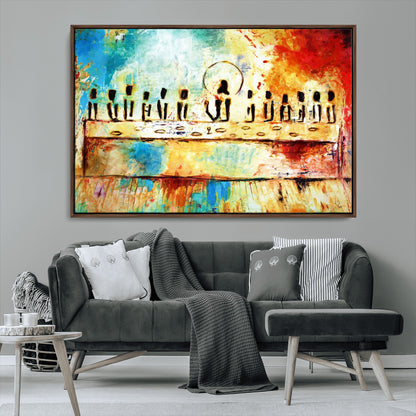 YKE34632598CR-MGV-CV-36X24-Abstract Last Supper with Apostles Wall Art Canvas Print