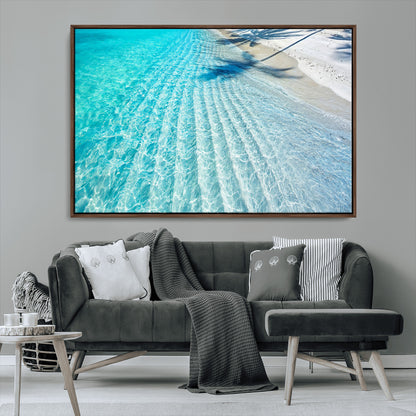 68127042-MGV-FC-36X24_Walnut-Beach Wall Art – Tropical Ocean Canvas Print, Clear Water and White Sand Photography Decor for Bedroom, Living Room, Office,