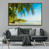 65056721-MGV-CV-36X24-Tropical Beach Wall Art – Palm Tree Coastal Photography Print, Relaxing Ocean Paradise Landscape, Island Seascape Home or Office