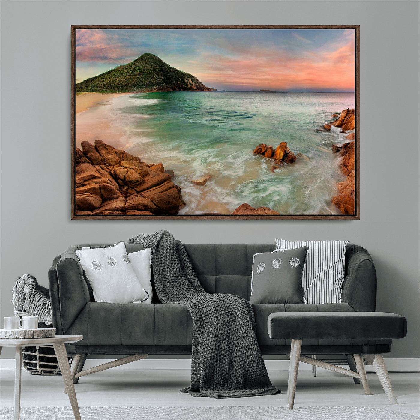 53831025-MGV-CV-36X24-Coastal Landscape Wall Art – Tropical Beach Ocean Canvas Print, Sunset Mountain View Photography Decor for Living Room, Bedroom,