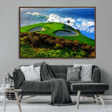 34181847-MGV-CV-36X24-Coastal Golf Course Wall Art – Panoramic Ocean Fairway Canvas Print, Scenic Sports Photography Decor for Office, Man Cave, Living