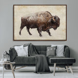 54810031-MGV-CV-36X24-Western Wall Art – Snow Covered Bison Canvas Print, Rustic Wildlife Photography Decor for Bedroom, Living Room, Office, Lodge,