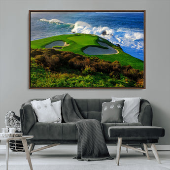 13644055-MGV-CV-36X24-Golf Wall Art – Oceanfront Green Canvas Print, Scenic Coastal Course Photography Decor for Bedroom, Living Room, Office, Sports