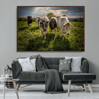 67277447-MGV-CV-36X24-Farmhouse Wall Art – Herd of Cows Canvas Print, Rustic Country Pasture Photography Decor for Bedroom, Living Room, Office, Ranch,
