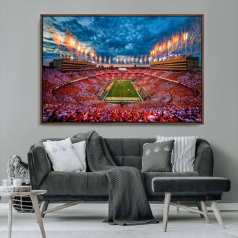 94266219-MGV-CV-36X24-Neyland Stadium Wall Art – Tennessee Volunteers Checkerboard Game Day Canvas Print, College Football Fireworks Decor for Man Cave