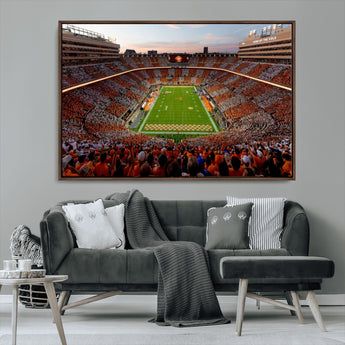 37160229-MGV-CV-36X24-Neyland Stadium Wall Art – Panoramic Tennessee Volunteers Sunset Canvas Print, Checkerboard Crowd Football Game Day Decor for