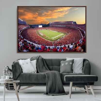 73680988-MGV-CV-36X24-Georgia Bulldogs Stadium Wall Art – Panoramic Football Field Canvas Print, Game Day Decor for Home, Office, Fan Cave, Sports