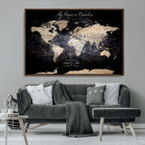 51488142-MGV-CV-36X24-Personalized World Map Wall Art – Dark Rustic Adventure Travel Map with Custom Names, Vintage Wall Decor for Couples, Families or