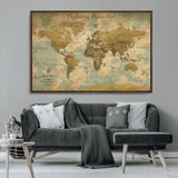 54795344-MGV-CV-36X24-Personalized World Map Wall Art – Vintage Adventure Travel Map with Custom Names, Rustic Wall Décor for Couples, Families