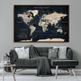 15547583-MGV-CV-36X24-Personalized World Map Wall Art – Rustic Navy Adventure Awaits Travel Map with Custom Couple Names, Vintage Wall Decor for Home or