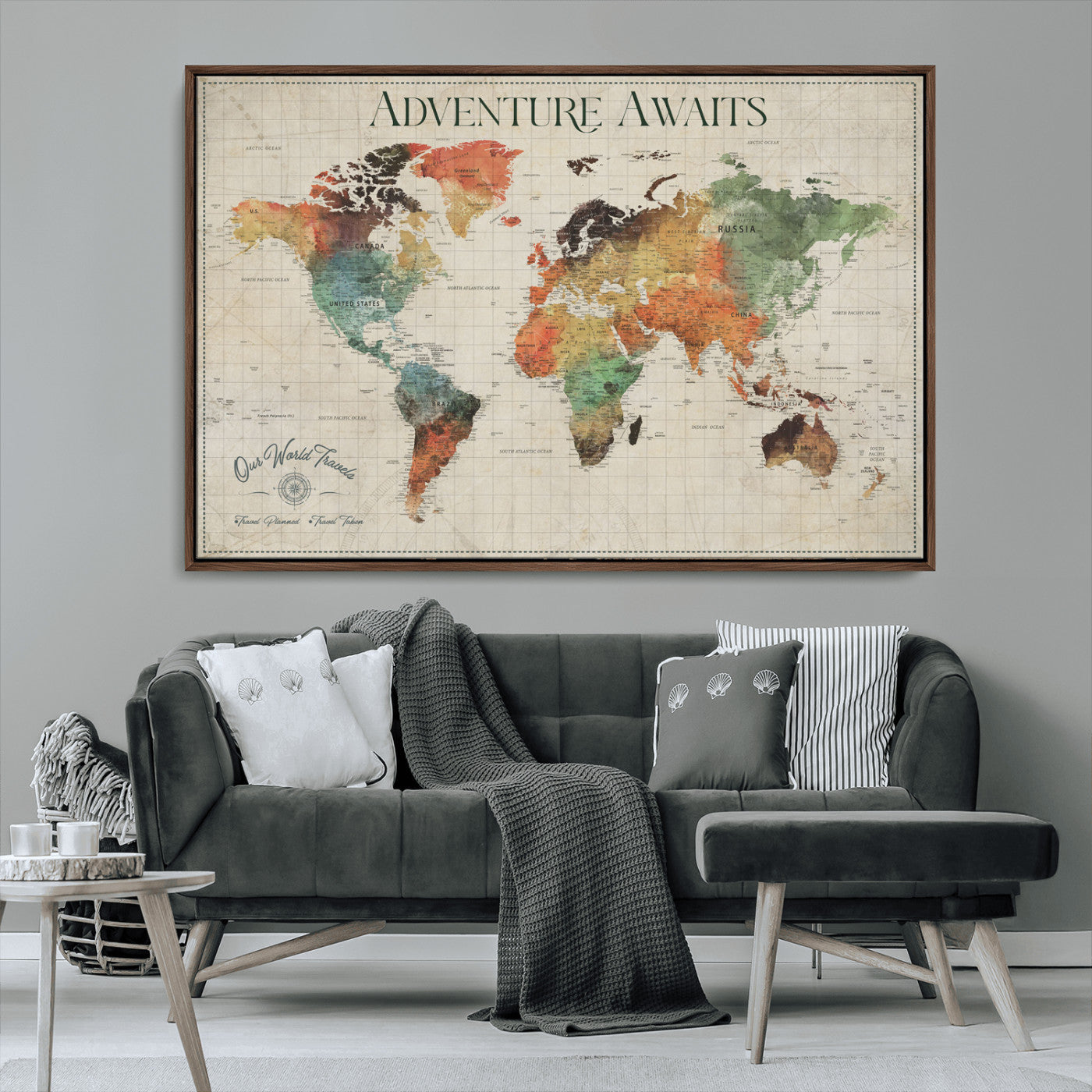 24737989-MGV-CV-36X24-Personalized World Map Wall Art – Colorful Vintage Adventure Travel Map with Custom Names, Unique Wall Decor for Couples,
