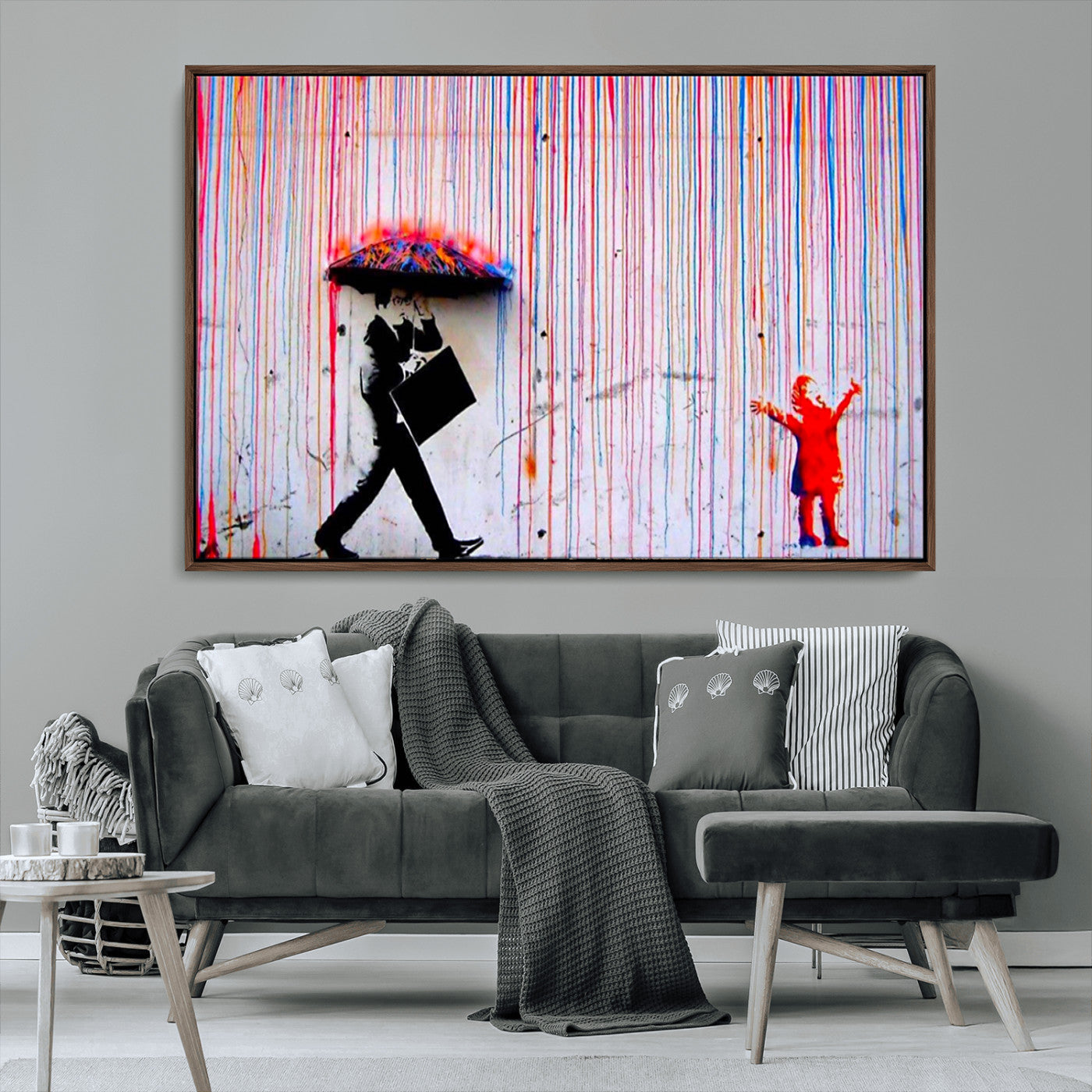 69505-MGV-CV-36X24-Graffiti Girl Wall Art Canvas Print, Framed Urban Contrast Art Picture Print, Vibrant Graffiti Perfect Urban Pop Decor Artwork