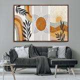 32359-MGV-CV-36X24-Modern Sun Wall Art Canvas Print, Framed Retro Horizon Art Picture Print, Sunburst Design Perfect Mid Century Boho Decor Artwork