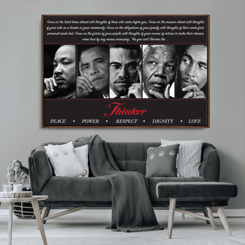 45112-MGV-CV-36X24-Black Icons Wall Art Canvas Print, Framed Thinker Art Picture Print, Motivational Quote Perfect Cultural Modern Decor Artwork