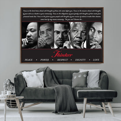 45112-MGV-CV-36X24-Black Icons Wall Art Canvas Print, Framed Thinker Art Picture Print, Motivational Quote Perfect Cultural Modern Decor Artwork