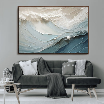 53646-MGV-FC-36X24_Walnut-Ocean Wave Wall Art Canvas Print, Framed Textured Seascape Art Picture Print, Modern Ocean Perfect Minimal Coastal 2/2 Decor
