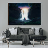 56359-MGV-CV-36X24-Lilo Stitch Wall Art Canvas Print, Framed Stitch Angel Art Picture Print, Cartoon Waterfall Perfect Tropical Fantasy Decor Artwork