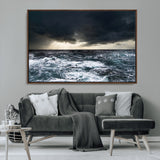 51359-MGV-CV-36X24-Stormy Ocean Wall Art Canvas Print, Framed Moody Seascape Art Picture Print, Ocean Storm Perfect Dramatic Coastal Decor Artwork