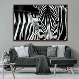 43631-MGV-CV-36X24-Zebra Wall Art – Black & White Safari Wildlife Canvas Print, Modern Animal Photography Decor for Living Room, Office, or Bedroom