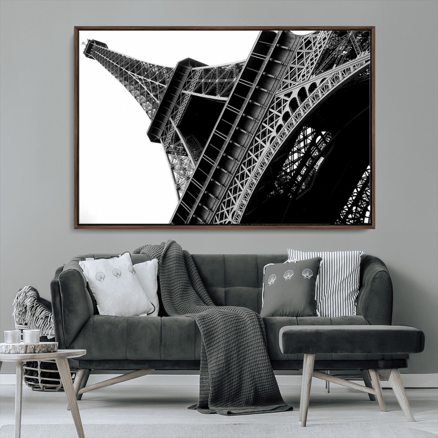 89033-MGV-CV-36X24-Eiffel Tower Wall Art – Dramatic Black and White Architectural Canvas Print, Modern Paris Decor for Office, Living Room or