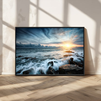 33428-MGV-CV-36X24-Ocean Sunrise Wall Art – Serene Seascape Canvas Print, Coastal Home or Office Decor, Perfect for Living Room, Bedroom, or Study