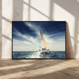 75430-MGV-CV-36X24-Sailing Boat Wall Art – Dynamic Ocean Yacht Canvas Print, Nautical Decor for Living Room, Office, Beach House or Cabin