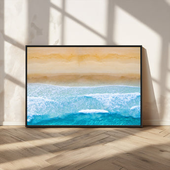 43046-MGV-CV-36X24-Aerial Beach Wall Art – Serene Ocean Waves & Sandy Shore Canvas Print, Coastal Home Decor for Living Room, Bedroom or Office