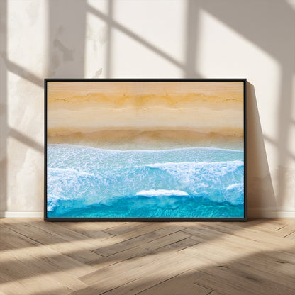 43046-MGV-CV-36X24-Aerial Beach Wall Art – Serene Ocean Waves & Sandy Shore Canvas Print, Coastal Home Decor for Living Room, Bedroom or Office