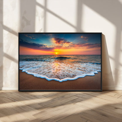 87032-MGV-CV-36X24-Ocean Sunset Wall Art – Stunning Beach Canvas Print with Vibrant Sky, Calm Waves, and Golden Horizon, Perfect Coastal Decor for