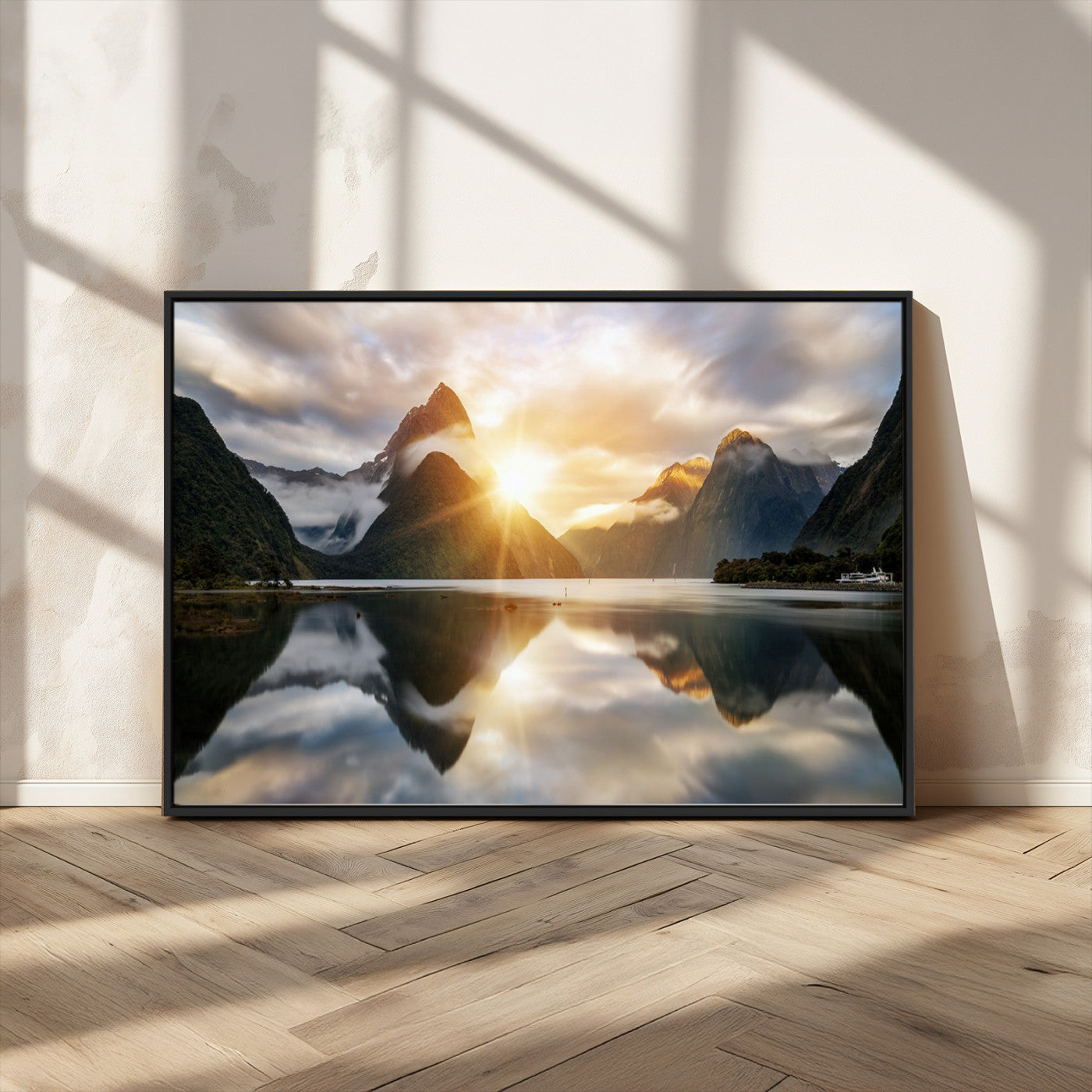 78842-MGV-CV-36X24-Sunrise Mountain Reflection Wall Art – Stunning Nature Landscape Canvas Print for Home, Office, Living Room or Relaxing Space