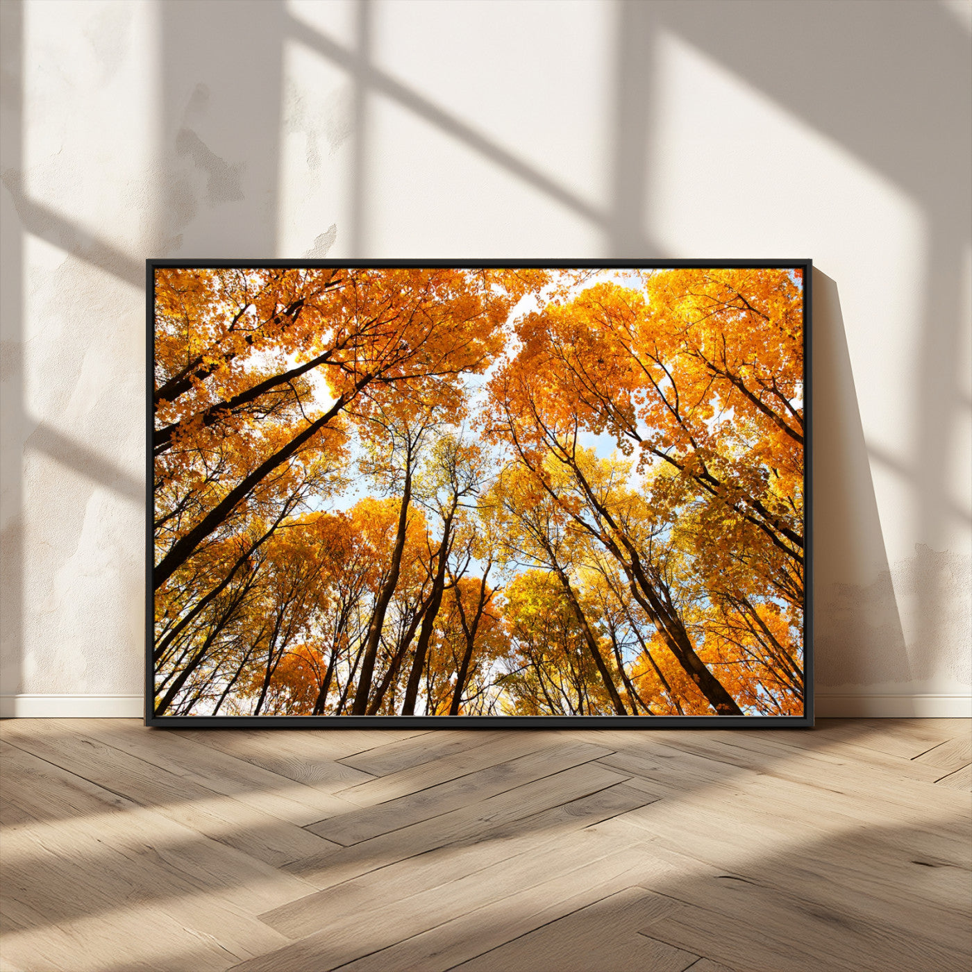 11823-MGV-FC-36X24_Black-Golden Autumn Tree Canopy Wall Art – Stunning Fall Forest Leaves Print, Warm Seasonal Nature Decor for Home, Office or Cabin