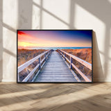 60625-MGV-CV-36X24-Beach Boardwalk Sunrise Wall Art – Coastal Pathway to Ocean Canvas Print, Seaside Landscape Decor for Home or Office