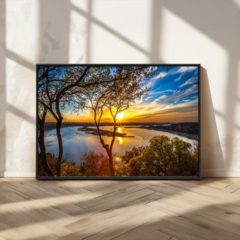 66839-MGV-CV-36X24-Lake Sunset Wall Art – Golden Hour Canvas Print with Trees and Water Reflection, Scenic Landscape Photography for Living Room,