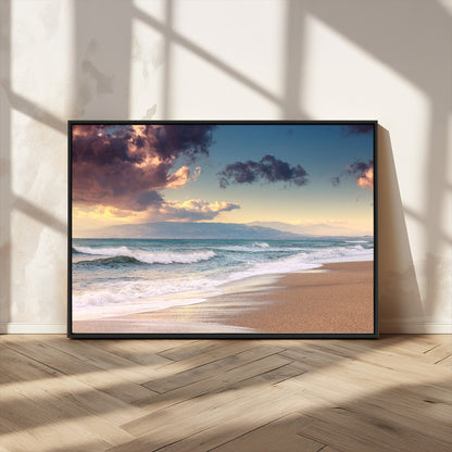 42253-MGV-CV-36X24-Serene Beach Waves Wall Art – Tranquil Ocean Horizon Canvas Print, Coastal Seascape Decor for Living Room or Office Wall