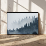 23671-MGV-CV-36X24-Misty Forest Wall Art – Serene Foggy Pine Trees Landscape Canvas Print, Tranquil Nature Decor for Living Room, Bedroom or Office