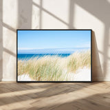 96913-MGV-CV-36X24-Coastal Dunes Wall Art – Serene Beach Grass and Blue Ocean Canvas Print, Relaxing Seaside Nature Decor for Living Room, Bedroom or
