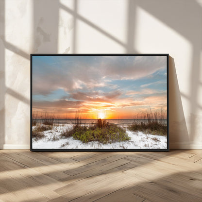 91064-MGV-CV-36X24-Beach Sunset Wall Art – Coastal Sand Dunes and Ocean Horizon Canvas Print, Seaside Landscape Wall Decor for Living Room, Bedroom